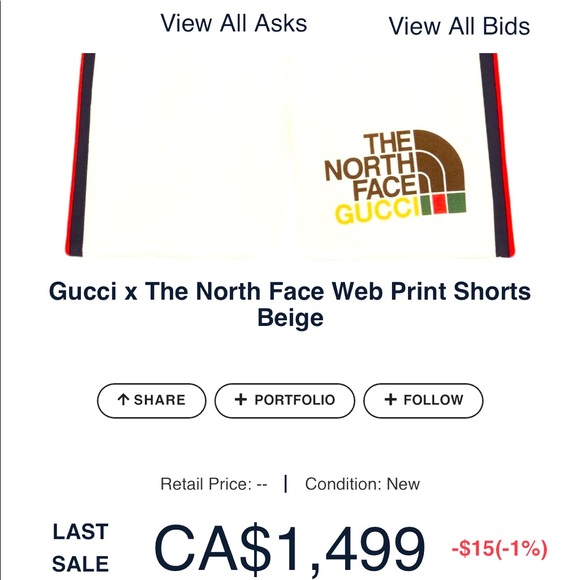 ❗️SOLD❗️NorthFace X Gucci shorts - Picture 2 of 5